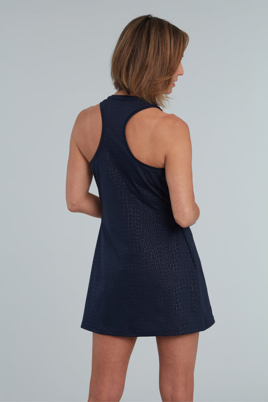 Dunes Navy Blue Tennis Dress (Croc Print)